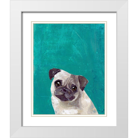 Pug Puppy  White Modern Wood Framed Art Print with Double Matting by PI Studio