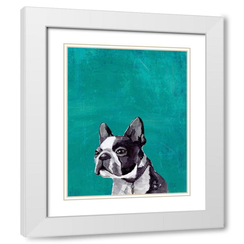 Frenchie Puppy  White Modern Wood Framed Art Print with Double Matting by PI Studio