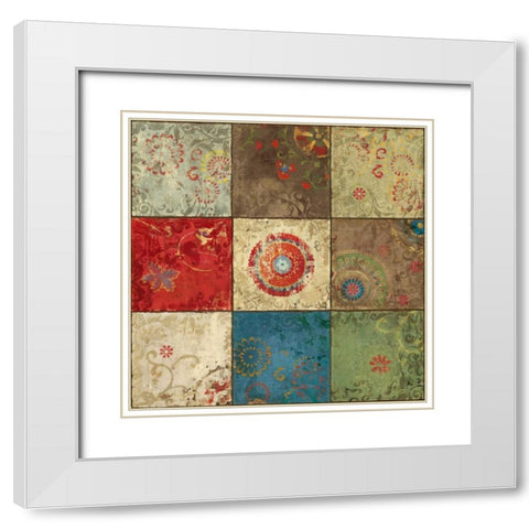 Suzani I White Modern Wood Framed Art Print with Double Matting by Pearce, Allison