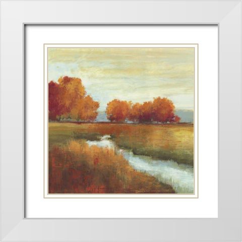 Orange Treescape I - Mini White Modern Wood Framed Art Print with Double Matting by Pearce, Allison