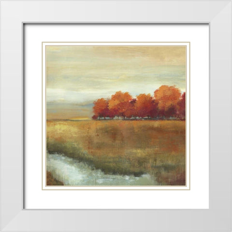 Orange Treescape II - Mini White Modern Wood Framed Art Print with Double Matting by Pearce, Allison
