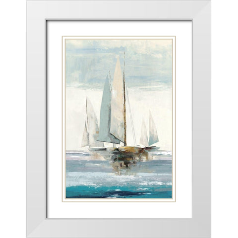 Quiet Boats White Modern Wood Framed Art Print with Double Matting by Pearce, Allison
