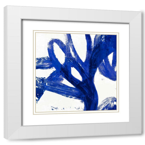 Tenderness Indigo White Modern Wood Framed Art Print with Double Matting by PI Galerie