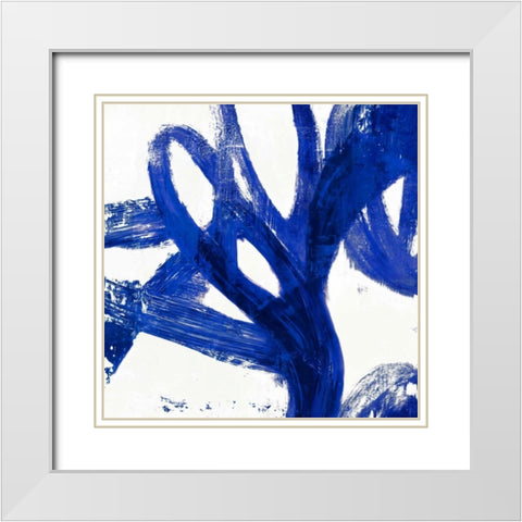 Tenderness Indigo White Modern Wood Framed Art Print with Double Matting by PI Galerie