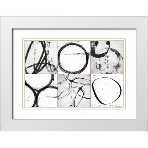 Basic Grey White Modern Wood Framed Art Print with Double Matting by PI Galerie