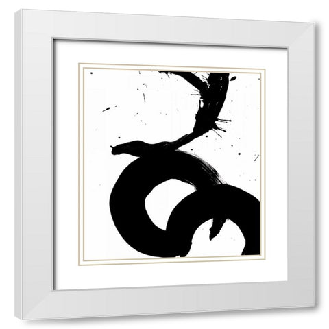 Ink Blot V White Modern Wood Framed Art Print with Double Matting by PI Galerie