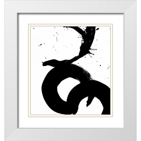 Ink Blot V White Modern Wood Framed Art Print with Double Matting by PI Galerie