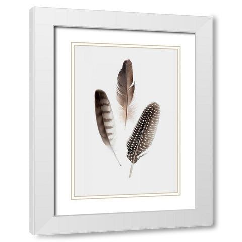 Feathers I White Modern Wood Framed Art Print with Double Matting by PI Studio