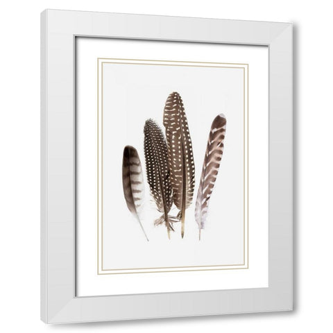 Feathers II White Modern Wood Framed Art Print with Double Matting by PI Studio