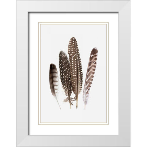 Feathers II White Modern Wood Framed Art Print with Double Matting by PI Studio