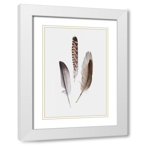 Feathers III White Modern Wood Framed Art Print with Double Matting by PI Studio