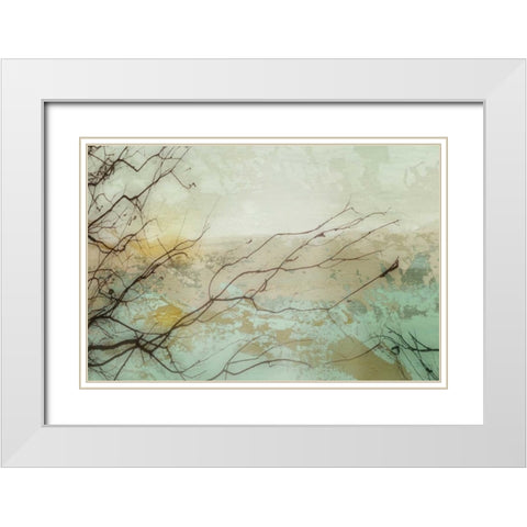 Branches I White Modern Wood Framed Art Print with Double Matting by PI Galerie
