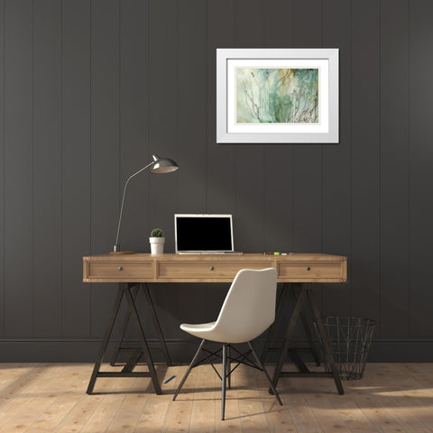 Branches II White Modern Wood Framed Art Print with Double Matting by PI Galerie