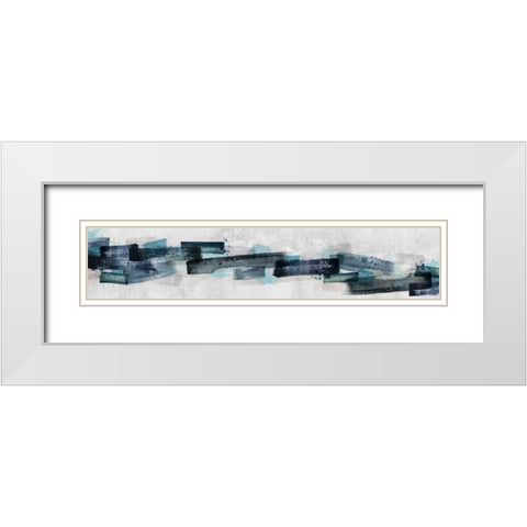 Paint Strokes White Modern Wood Framed Art Print with Double Matting by PI Galerie