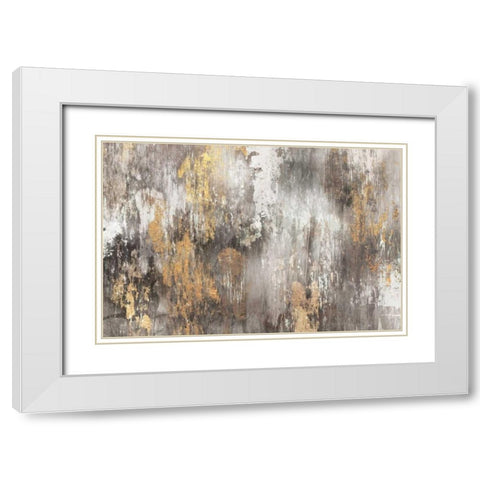 Gold Ikat White Modern Wood Framed Art Print with Double Matting by PI Galerie