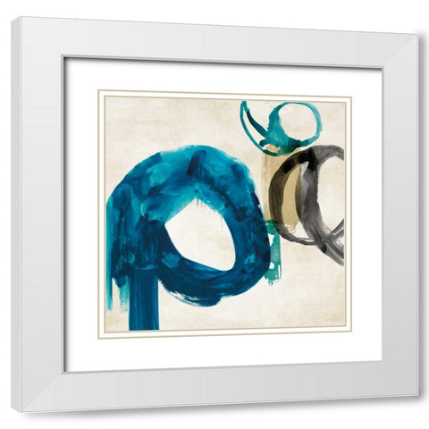 Blue Ring I  White Modern Wood Framed Art Print with Double Matting by PI Galerie