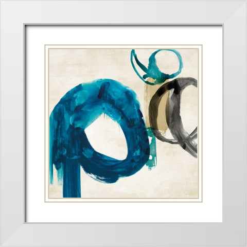 Blue Ring I  White Modern Wood Framed Art Print with Double Matting by PI Galerie