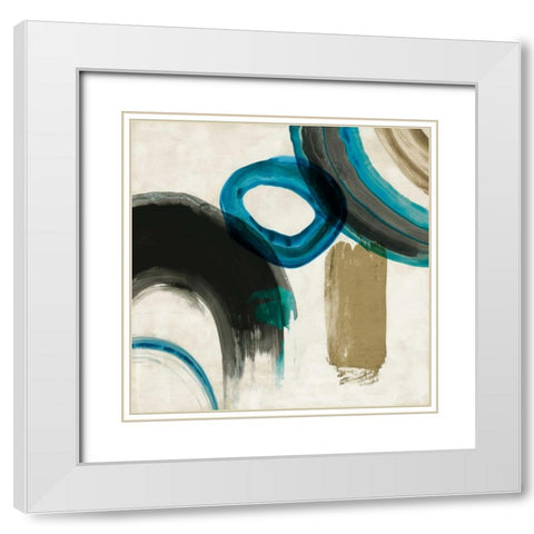 Blue Ring II White Modern Wood Framed Art Print with Double Matting by PI Galerie