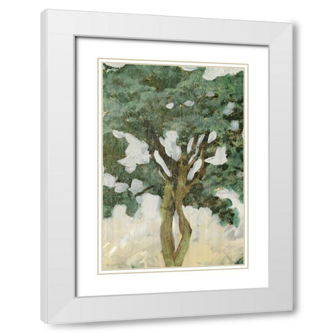 Green Tree Line III White Modern Wood Framed Art Print with Double Matting by PI Galerie