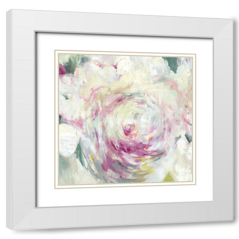 Shabby Peony I White Modern Wood Framed Art Print with Double Matting by PI Galerie