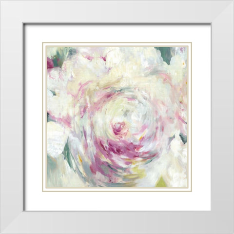 Shabby Peony I White Modern Wood Framed Art Print with Double Matting by PI Galerie