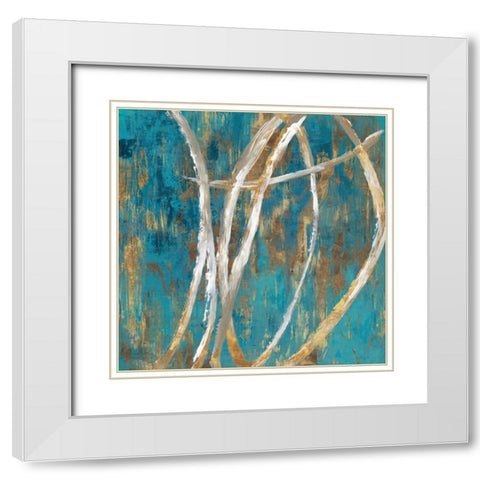 Teal Abstract II White Modern Wood Framed Art Print with Double Matting by PI Galerie