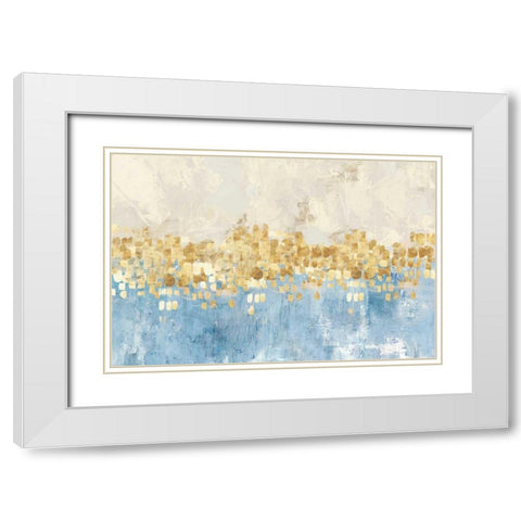 Dancing Stars Blue Version White Modern Wood Framed Art Print with Double Matting by PI Studio