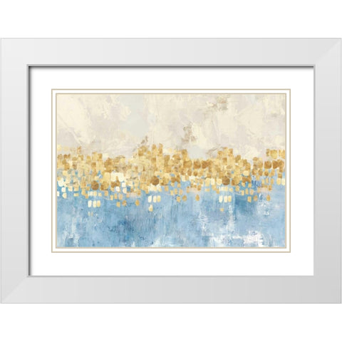 Dancing Stars Blue Version White Modern Wood Framed Art Print with Double Matting by PI Studio