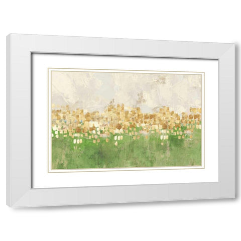 Dancing Stars Green Version White Modern Wood Framed Art Print with Double Matting by PI Studio