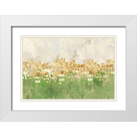 Dancing Stars Green Version White Modern Wood Framed Art Print with Double Matting by PI Studio