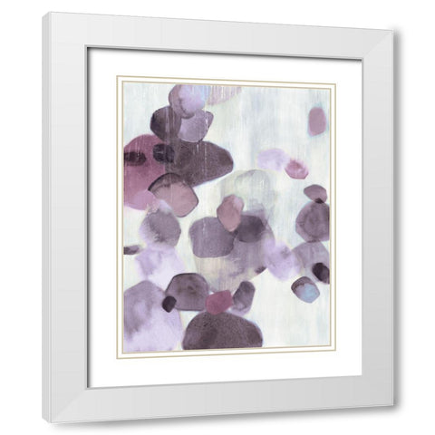 Shadow Pebbles I Lavender Version White Modern Wood Framed Art Print with Double Matting by PI Studio