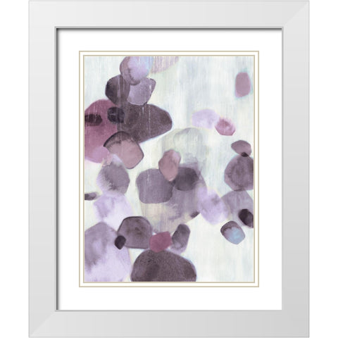Shadow Pebbles I Lavender Version White Modern Wood Framed Art Print with Double Matting by PI Studio