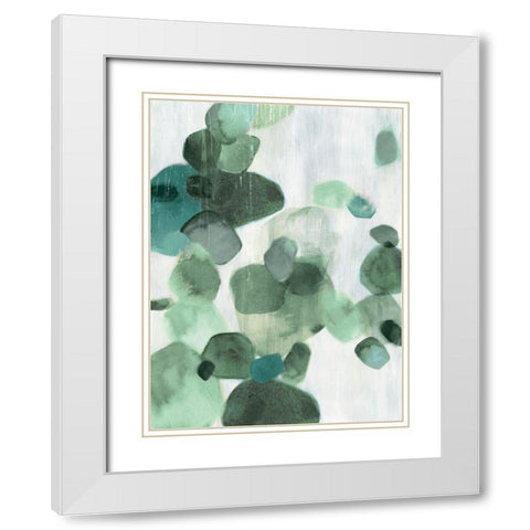 Shadow Pebbles I Mint Version White Modern Wood Framed Art Print with Double Matting by PI Studio