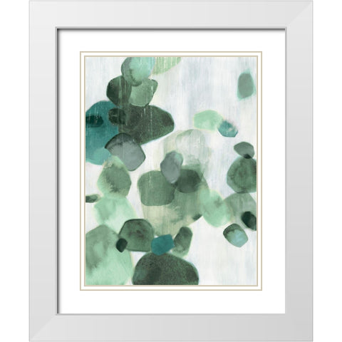 Shadow Pebbles I Mint Version White Modern Wood Framed Art Print with Double Matting by PI Studio