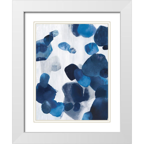 Shadow Pebbles II Indigo Version White Modern Wood Framed Art Print with Double Matting by PI Studio