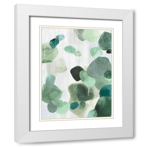 Shadow Pebbles II Mint Version White Modern Wood Framed Art Print with Double Matting by PI Studio