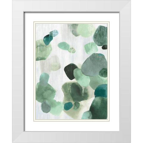 Shadow Pebbles II Mint Version White Modern Wood Framed Art Print with Double Matting by PI Studio