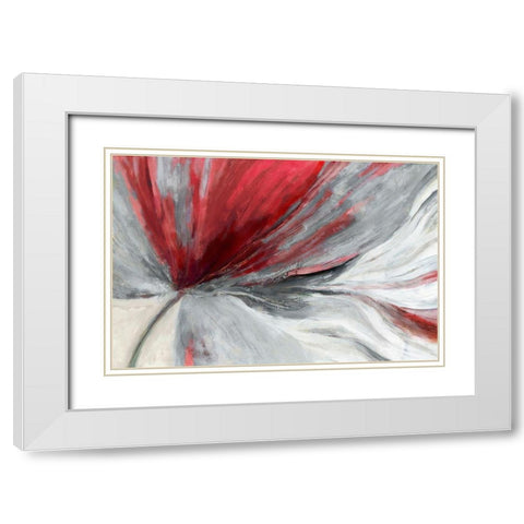 Traced Red Version White Modern Wood Framed Art Print with Double Matting by PI Studio