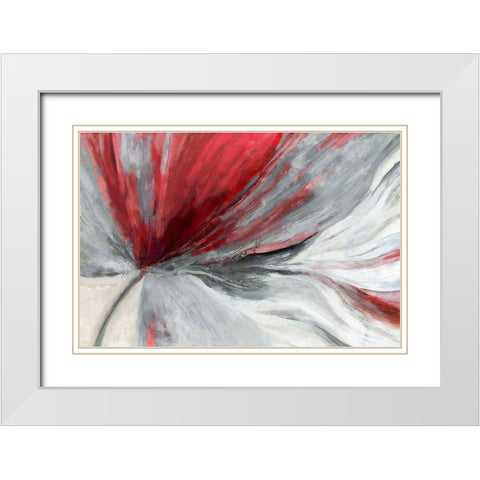 Traced Red Version White Modern Wood Framed Art Print with Double Matting by PI Studio