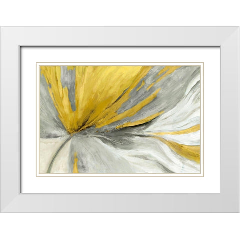 Traced Yellow Version White Modern Wood Framed Art Print with Double Matting by PI Studio