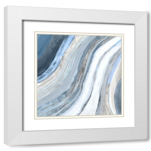 Agate I Silver Version White Modern Wood Framed Art Print with Double Matting by PI Studio