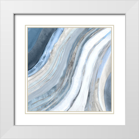 Agate I Silver Version White Modern Wood Framed Art Print with Double Matting by PI Studio