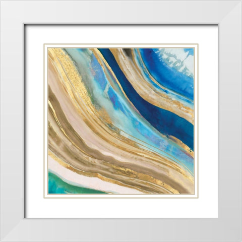 Agate II White Modern Wood Framed Art Print with Double Matting by PI Gallery
