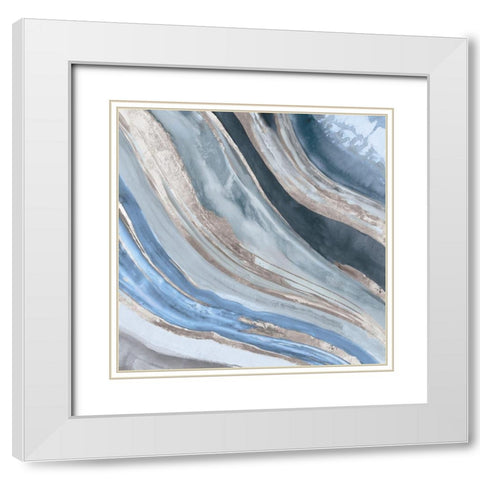 Agate II Silver Version White Modern Wood Framed Art Print with Double Matting by PI Studio