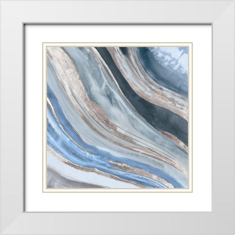 Agate II Silver Version White Modern Wood Framed Art Print with Double Matting by PI Studio