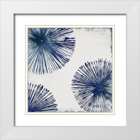 Gold Star II - Indigo  White Modern Wood Framed Art Print with Double Matting by PI Studio