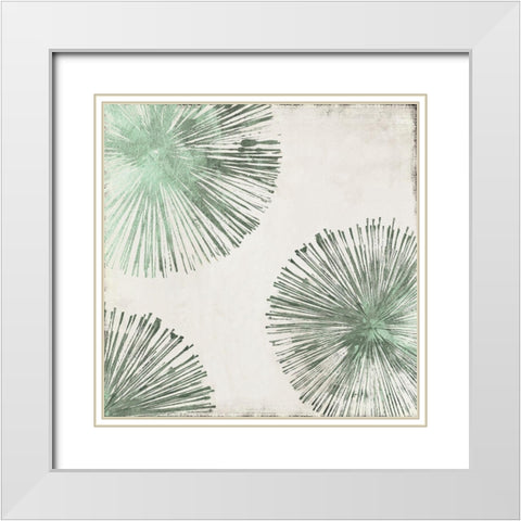 Gold Star II Mint Version White Modern Wood Framed Art Print with Double Matting by PI Studio