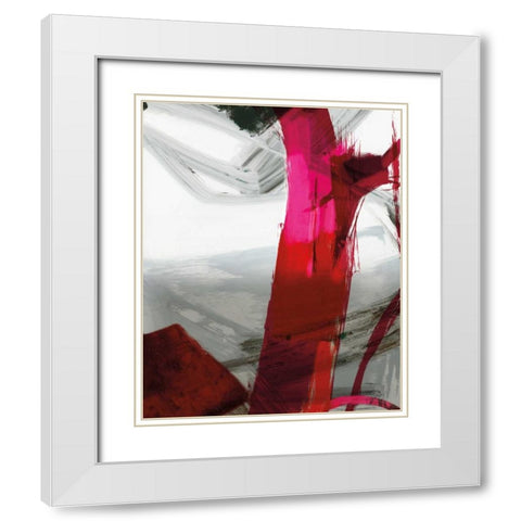 Fuschia I White Modern Wood Framed Art Print with Double Matting by PI Galerie