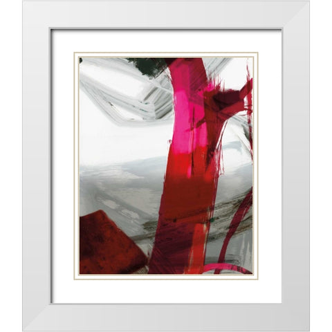 Fuschia I White Modern Wood Framed Art Print with Double Matting by PI Galerie