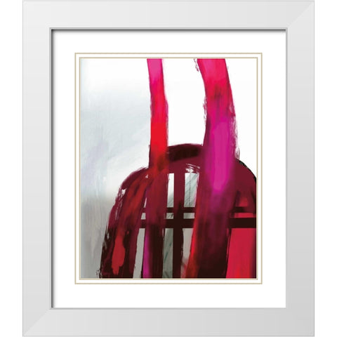 Fuschia II White Modern Wood Framed Art Print with Double Matting by PI Galerie